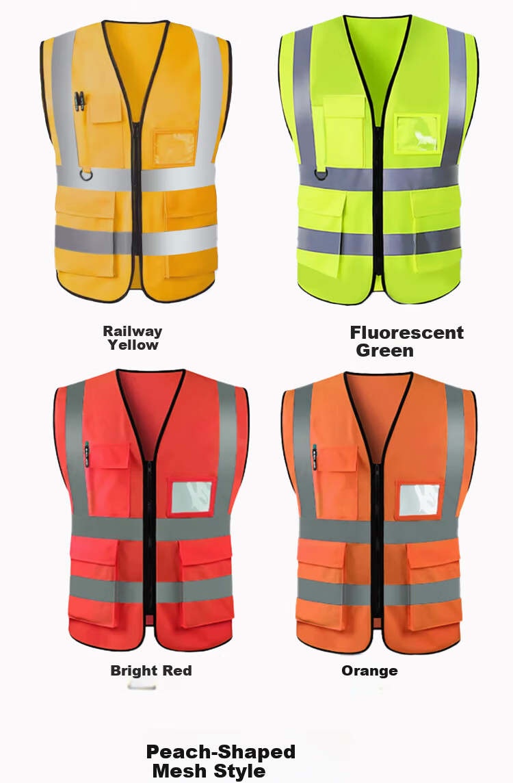 Laurie Reflective Safety Vest High-Visibility Workwear for Sanitation Construction Emergency Traffic Warning Uniform Customizable with Printing, Multi-Pocket Fluorescent Green, One Size 9