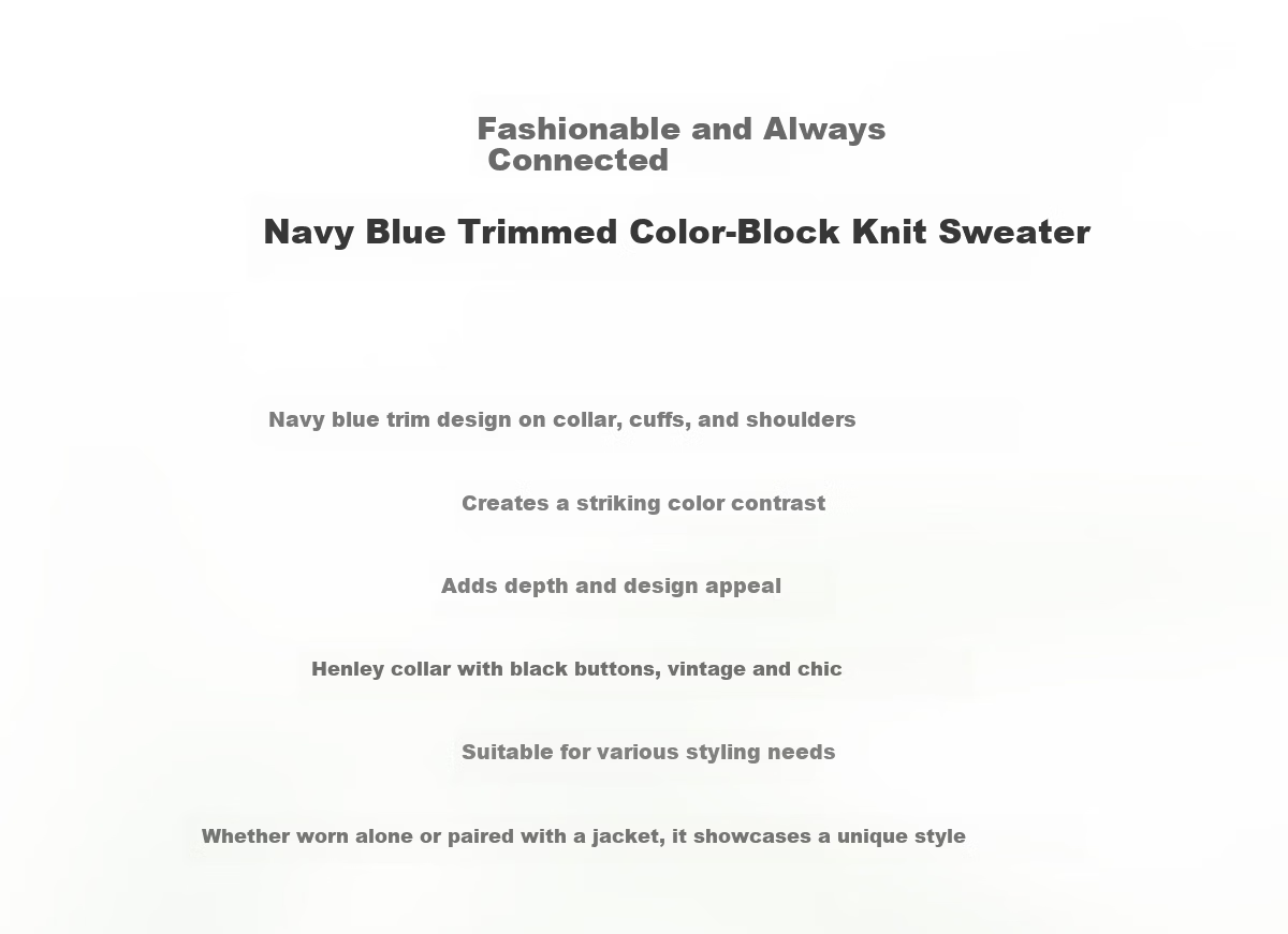 Chushen Spring Autumn Women's Knitwear Fashion Color-Block Round Neck Sweater Base Shirt S53Z030 2