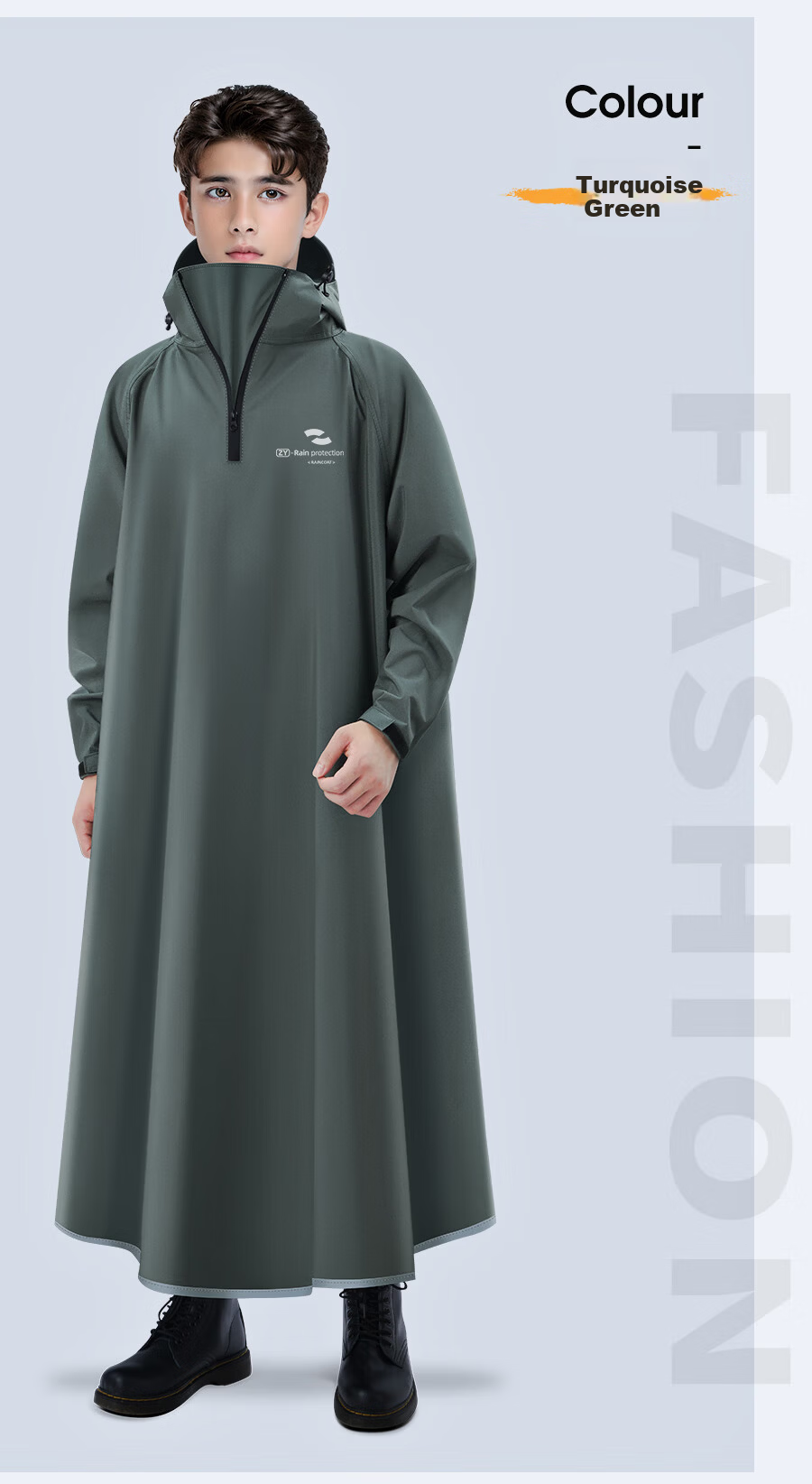Zhengyu Electric Bicycle Raincoat, Separate Person And Vehicle Design, Full-Body Protection against Heavy Rain, Long-Style One-Piece Suit for Men And Women, Single-Person Enlarged Integrated Rain Poncho with Sleeves 26