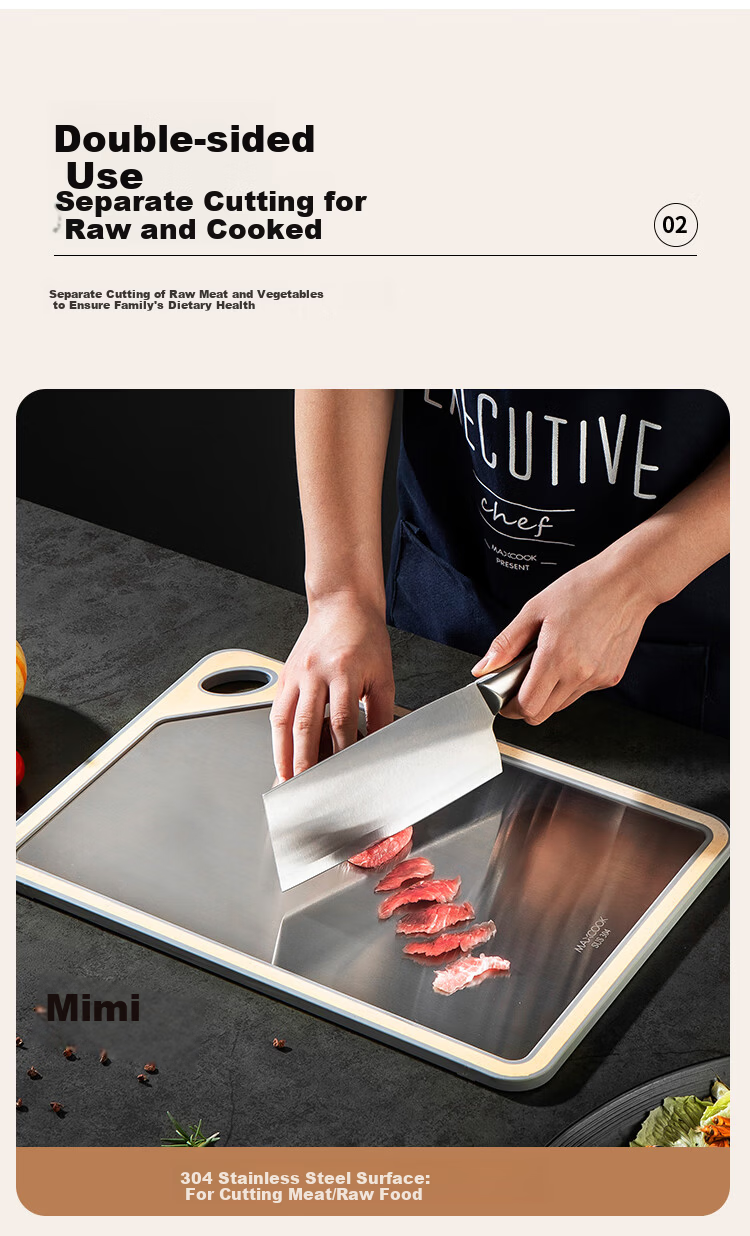 MAXCOOK Pure Titanium Cutting Board Double-Sided Food-Grade PP Anti-Mold Kitchen Chopping Board 38x26x2cm MCPJ6099 7