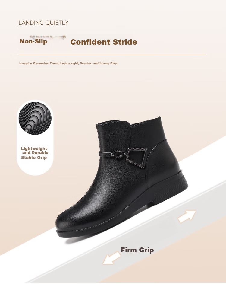 Red Dragonfly Women's Winter Warm Fleece-Lined Cotton Shoes Middle-Aged and Elderly Comfortable Soft Sole Ankle Boots WTC457491H Black Size 38 7