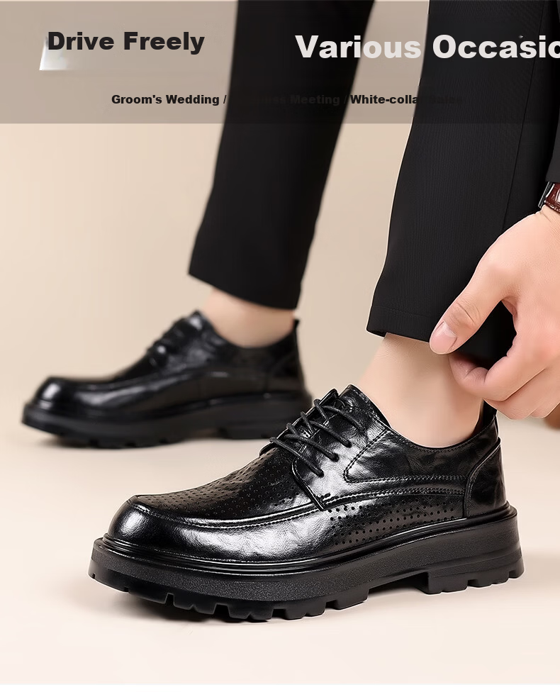 Bull Family [Zhang Ruoyun Edition] Men's Spring Autumn New Casual Versatile Business Formal Leather Shoes Thick Sole Derby Shoes 12