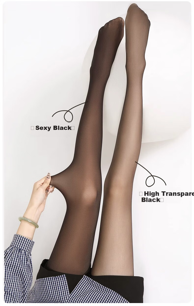 MiiOW Black Sheer Skin-Like Leggings for Women, Fleece-Lined Thickened Warm Tights, Black Pantyhose for Outdoor Wear 6