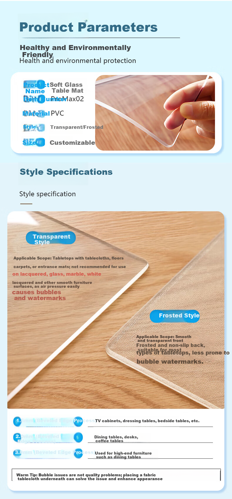 Gusi Round Table Protector Mat Transparent Round Tablecloth Waterproof Oil-proof Heat Insulation Mat Diameter 60cm 6