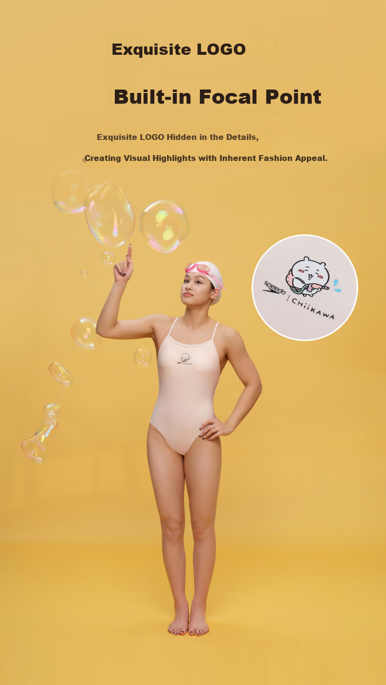 Speedo CHIIKAWA Series Li Bingjie Yu Yiting Style Printed Thin Strap Women's One-Piece Swimsuit for Hot Spring Vacation 9