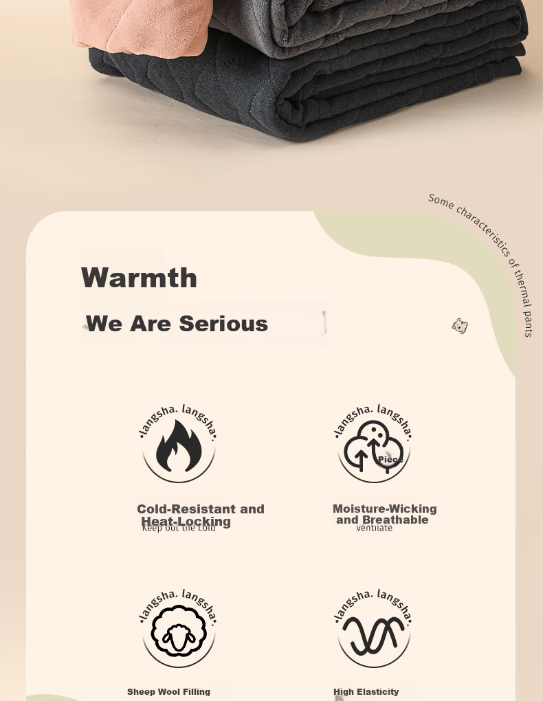 Langsha Kids Thermal Pants Boys Girls Autumn Winter Fleece Lined Thickened Leggings School Uniform Essential Mid-Large Children Thermal Underwear 2