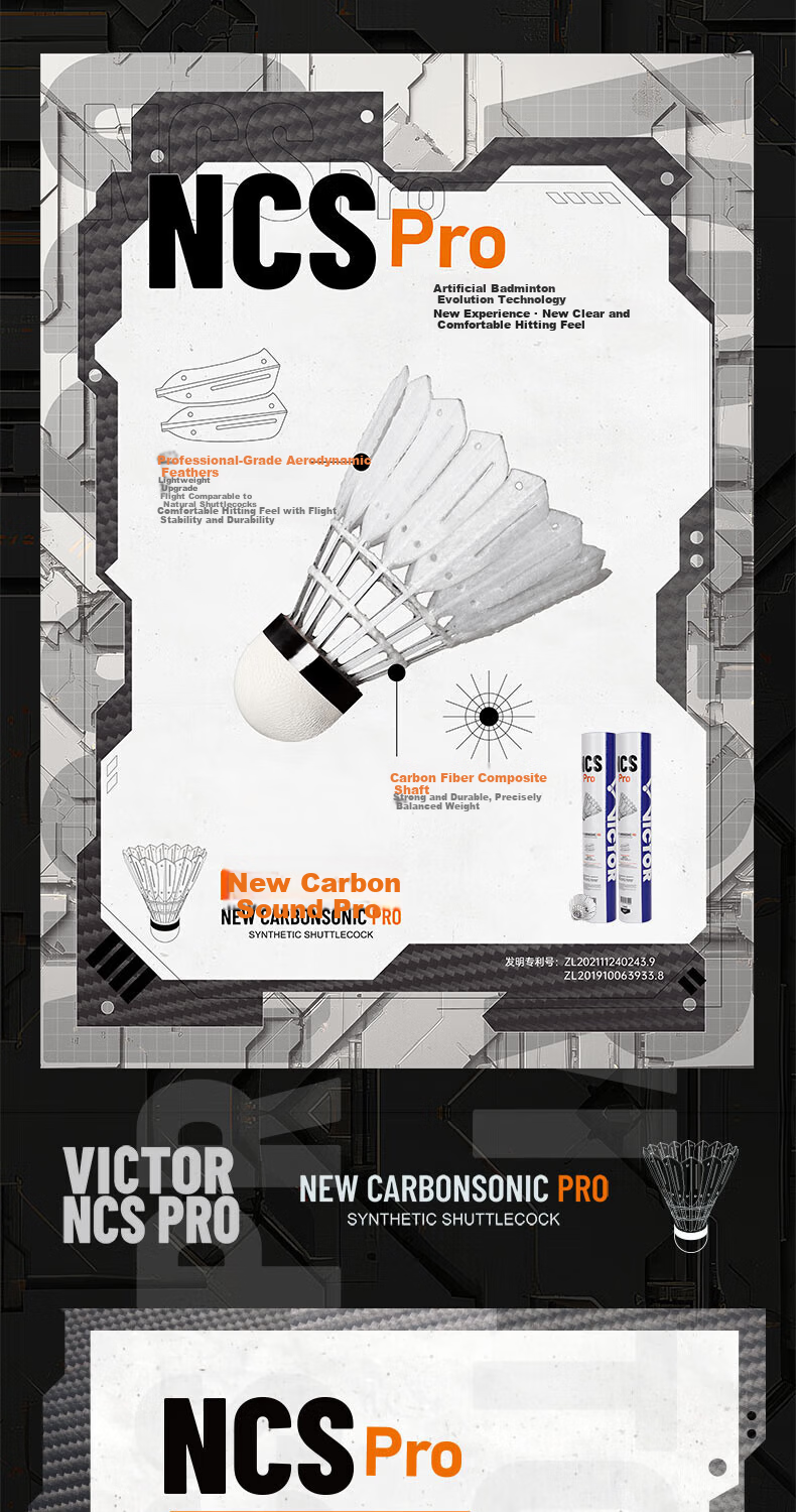 VICTOR NCS Pro 76 Speed Synthetic Feather Badminton Shuttlecock Competition Grade Indoor Outdoor Durable Stable 1