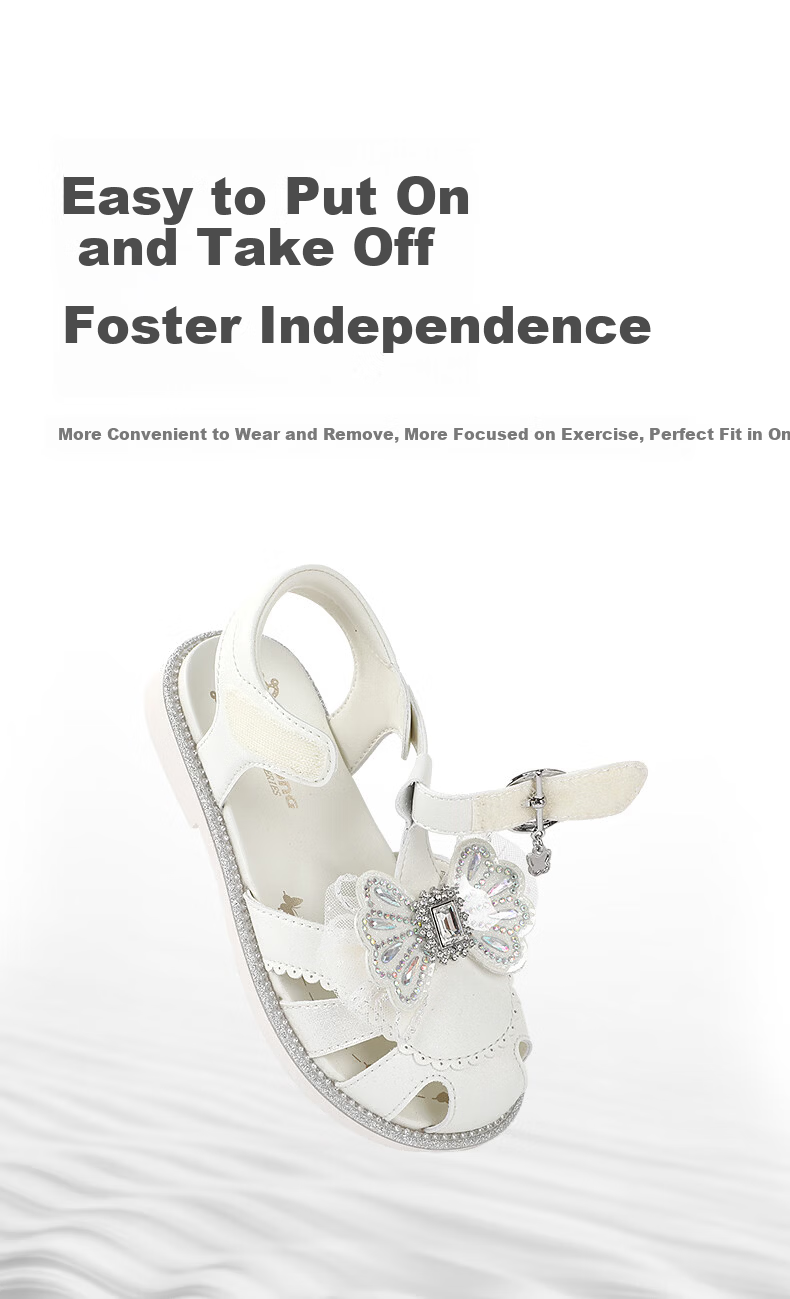 Dr. Kong Summer Princess Sandals for Girls with Velcro Closure Beige Size 29 5
