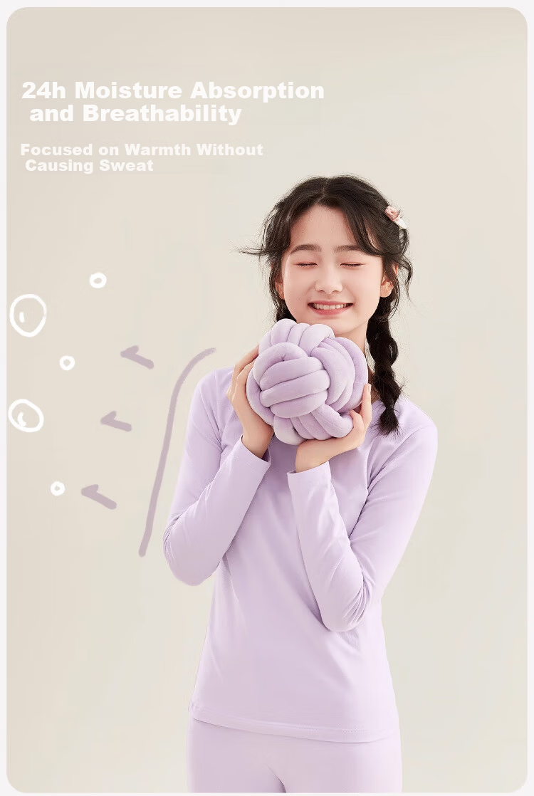 Langsha Junior High School Girls Autumn Winter Cotton Antibacterial Thermal Underwear Set for Teenagers and High School Students 6