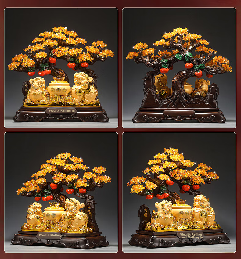 Lizhi Source Wealth Pixiu Treasure Basin Money Tree Ornament Store Cashier Desk Housewarming Opening Gift Living Room Wine Cabinet Decoration 7