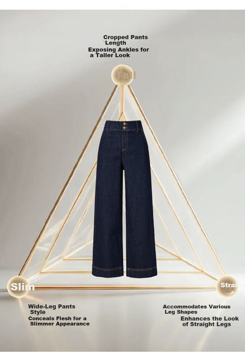 ESE-Y Women's Spring New Straight-Leg Denim Jeans, Nine-Point Wide-Leg Pants, Dark Blue, Size 29 12