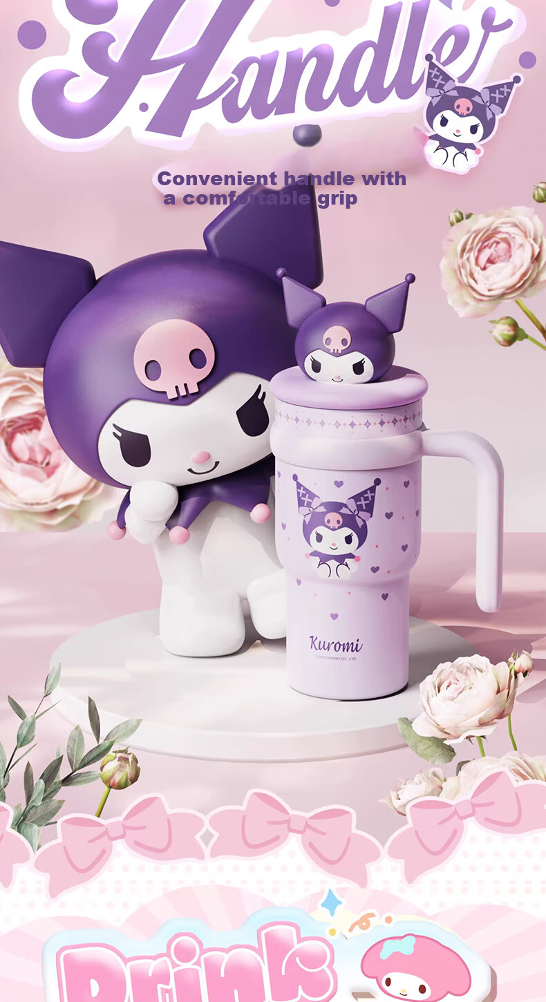 MINISO Sanrio Hello Kitty Insulated Tumbler with Plush Doll, Large Capacity 700ml Travel Mug for Home and Office 6