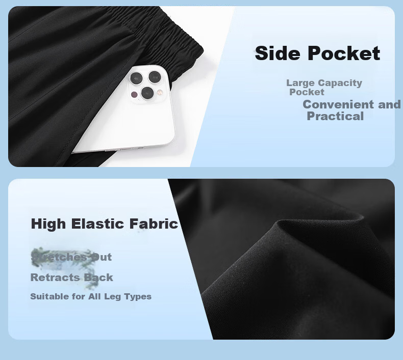 JEEP SPIRIT Men's Ice Silk Quick-Dry Summer Pants Outdoor Running Sun Protection Breathable Lightweight Sports Pants Black XL 7