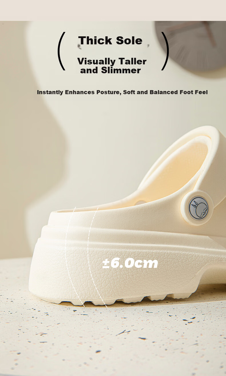 MashiMaro Women's Hole Sandals Thick Sole Height Increasing Fashion Non-Slip Outdoor Slippers 4