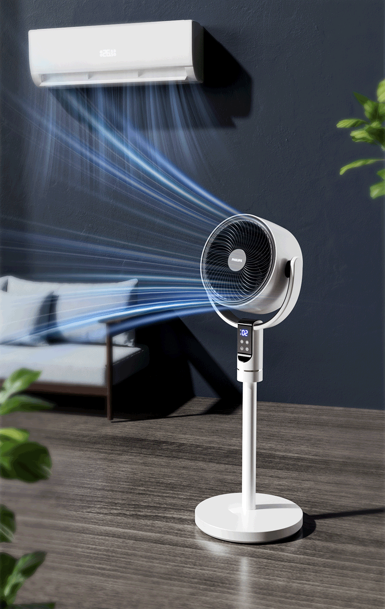 PHILIPS Air Circulation Fan Floor Fan Home Small Fan Table and Floor Dual-use Remote Control Low Noise 3D Oscillating Fan 2242CFD 12