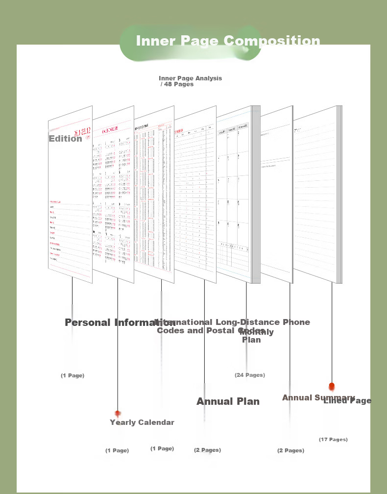Ubility 2026 Work Secretary A4 Efficiency Planner Daily/Monthly/Yearly Memo Notebook Jingyun Series Mixed Colors 4-Pack 4