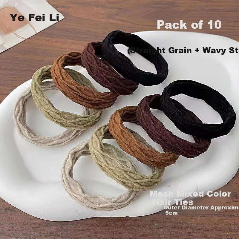 Yefili 10-Pack High Elasticity Simple Hair Ties for Bun and High Ponytail Durable Hair Bands for Women and Students
