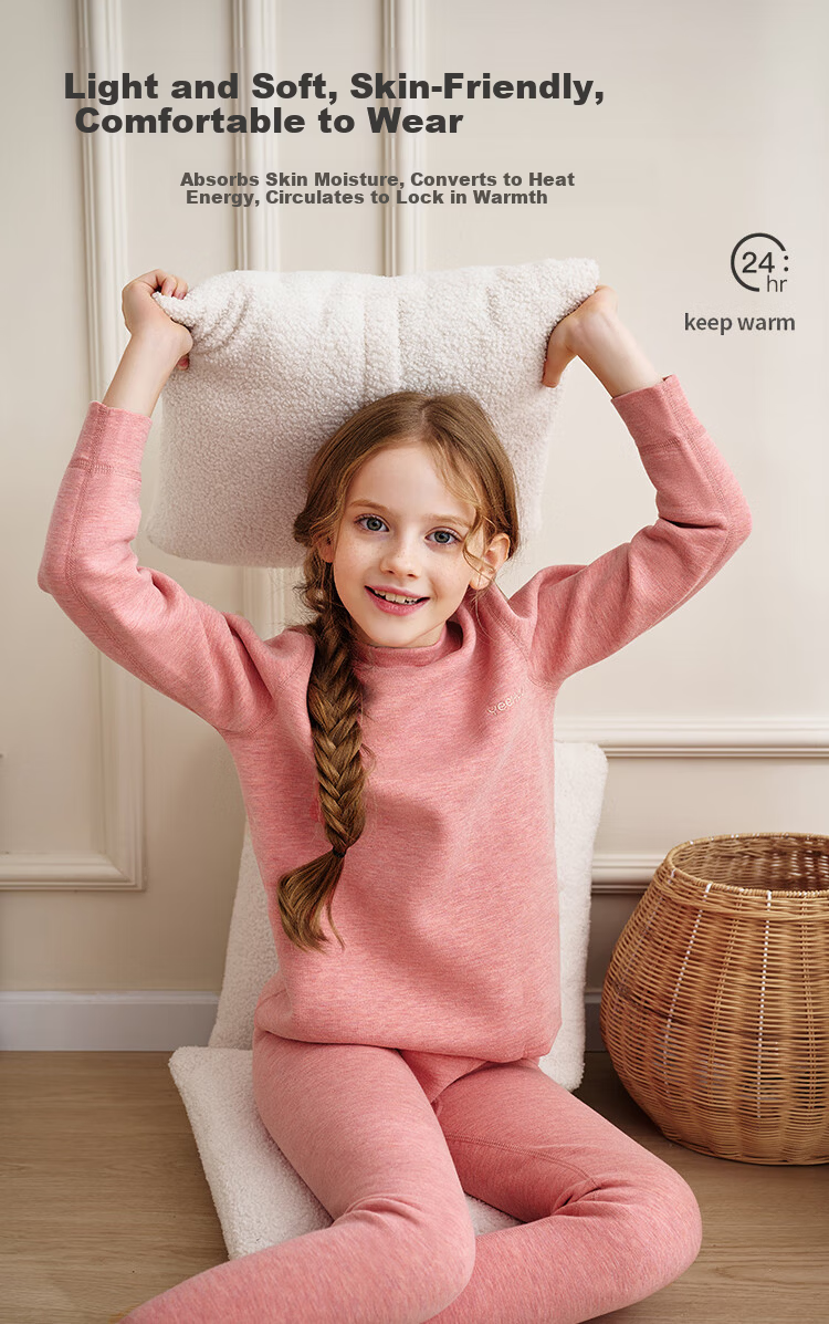 YEEHOO Kids Fleece-Lined Thermal Underwear Thickened School Uniform Base Layer Pajamas for Boys and Girls, Youth 5