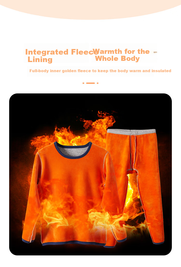 Nanjiren Kids Thermal Underwear Set Boys Autumn Winter School Uniform Fleece Cotton Base Layer Pajamas Royal Blue 110 5