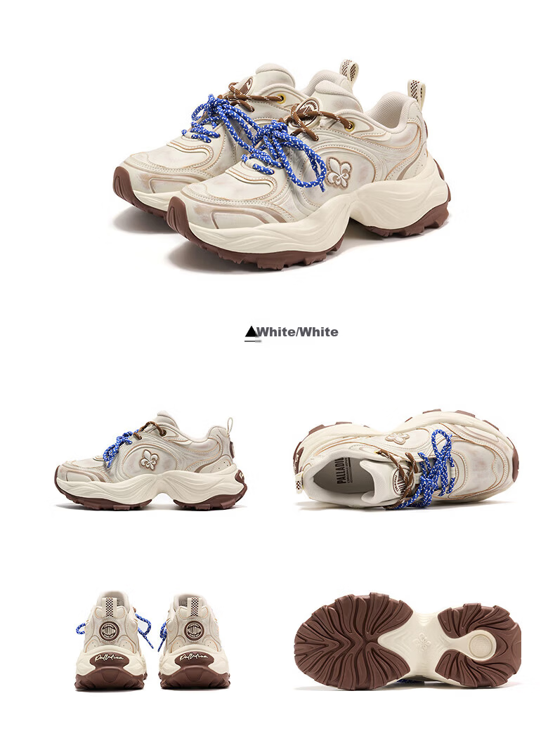 PALLADIUM New Trendy Versatile Dad Sneakers Casual Breathable Height-Increasing Shoes for Women Beige Single Layer Size 37.5 13
