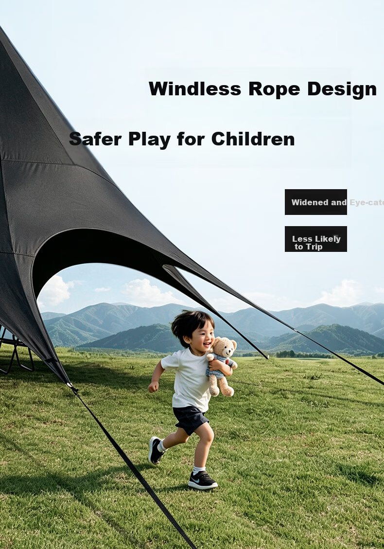 Black Dog Titanium Black Vinyl Canopy Windless Outdoor Camping Tent Sunshade Rainproof Shelter Medium 26㎡ 8