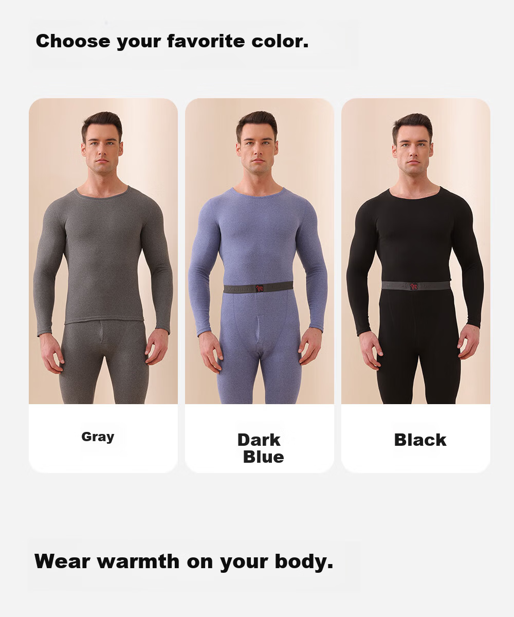 Urban Beauty [Wool and Silk] Men's Thermal Underwear 7A Antibacterial Autumn Winter Fleece Thickened Anti-Static Top and Bottom Set 11