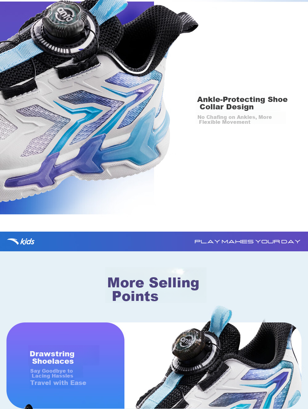 Anta Kids Bow Speed Running Shoes 2026 Summer Boys Sports Button Running Shoes A12629948 8