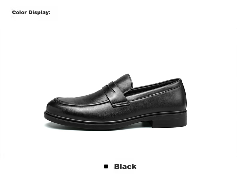 HLA Men's Versatile Loafers, Soft Leather Casual Slip-On Shoes HAAPXM1EBG028, Black, Size 42 5