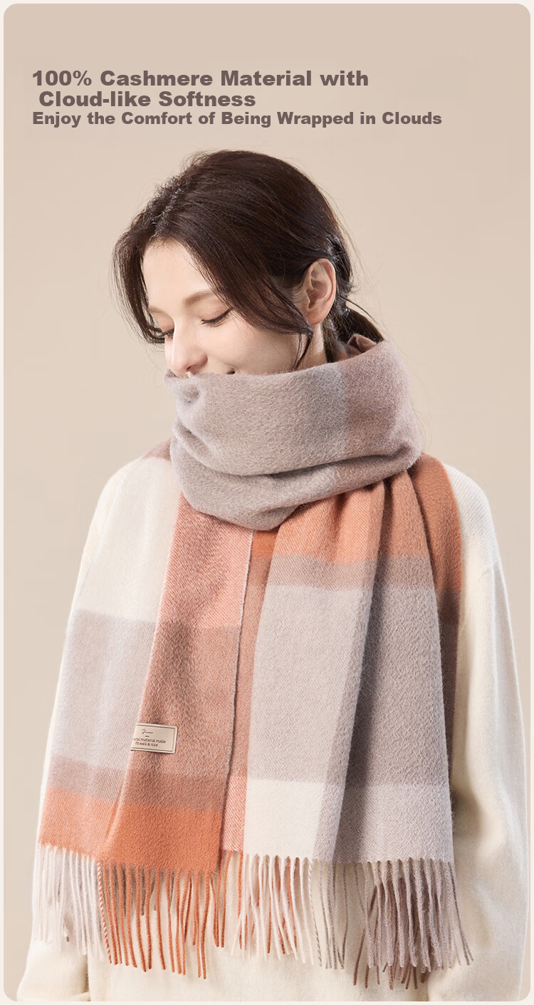 JIUMU 100% Cashmere Scarf for Women Warm Shawl Air Conditioning Cape Birthday Gift for Mom and Girls Gift Box Set 6