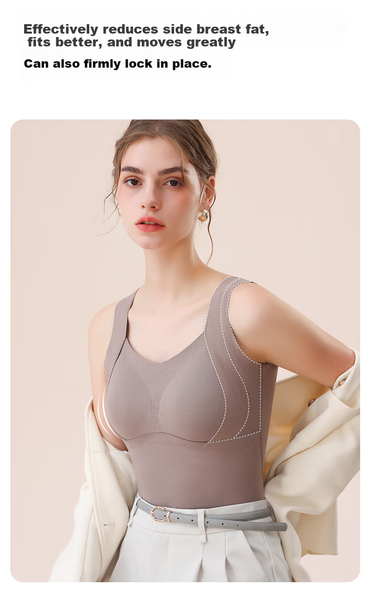 MiiOW Women's Thermal Vest with Built-In Bra Pads, No Need for Bra, Cationic Heat-Retaining Top, Undershirt Camisole, White, 2XL 9
