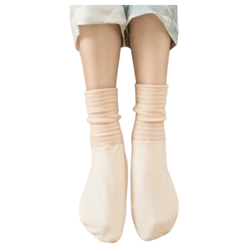 JAJALIN Women's Double-Sided Sleep Socks Autumn Winter Air Conditioning Floor Socks Large Size Cold Protection Moisture Removal Foot Covers Green + Pink Two Pairs Set
