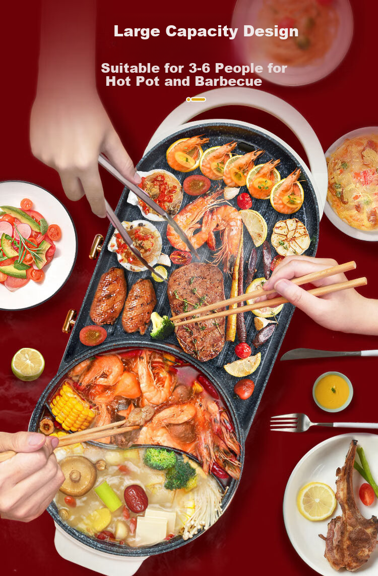 AUX Electric Hot Pot Electric Cooking Pot Split-Style Dual-Flavor Household 2-8 People 8L Large Capacity Hot Pot Multi-Functional Pot 2200W Fast Heating AKP-49A23B-KP 4