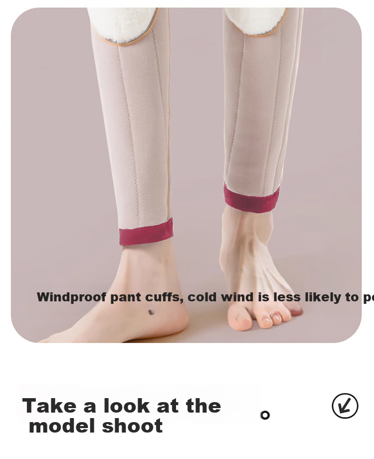 Langsha Women's Wool Thermal Autumn Pants, Thick Fleece Lined Winter Leggings with Knee Protection, Plus Size Warm Bottoms 15