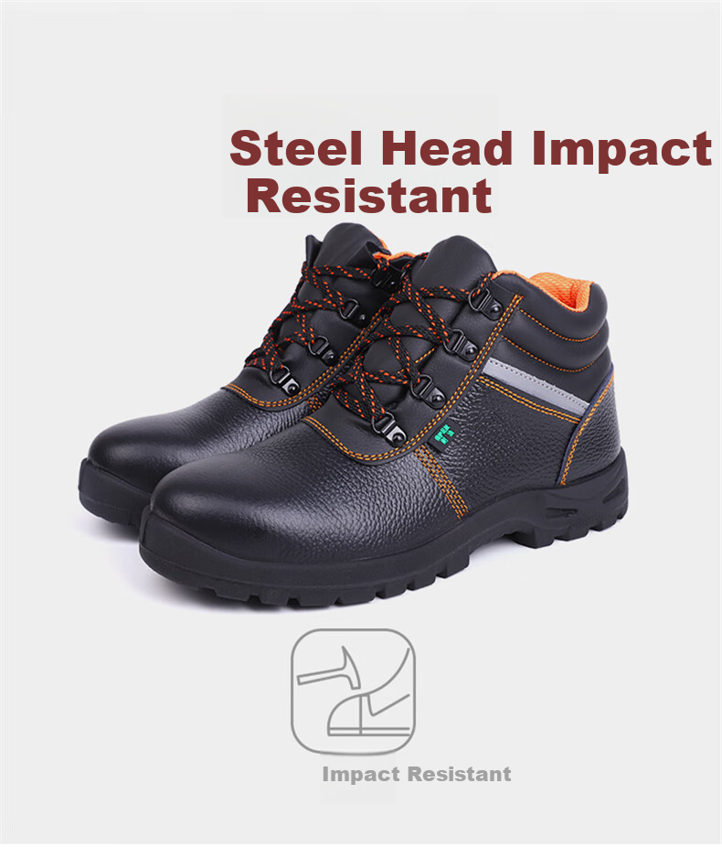 DUNWANG Work Safety Shoes High-Top Model 9348 Steel Toe Anti-Smash Cowhide Breathable Durable Non-Slip Unisex Protective Work Shoes Size 42 1