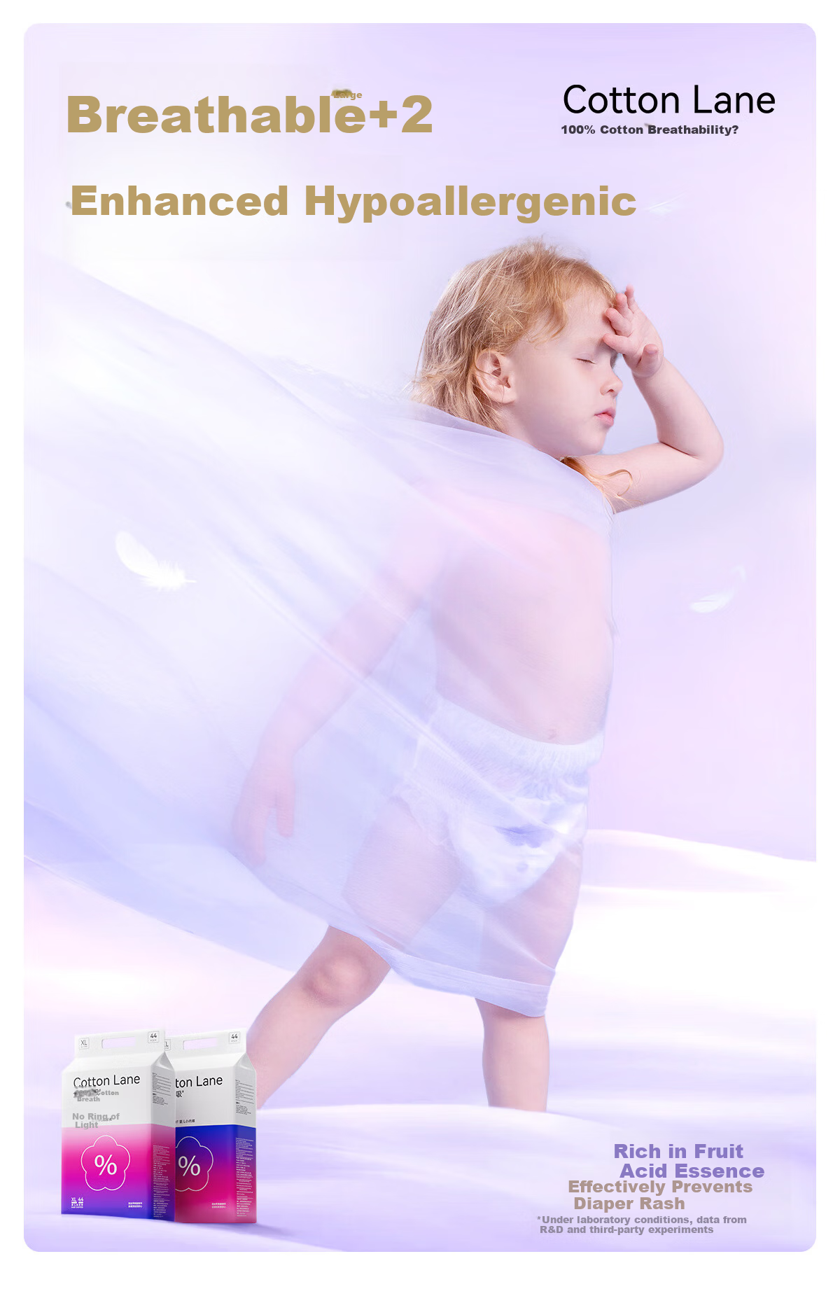 Pure Cotton Breathable Infinite Light Soft Diaper Pants 4XL 34pcs [17-19KG] Weak Acid Diaper Instant Absorption Dry 1
