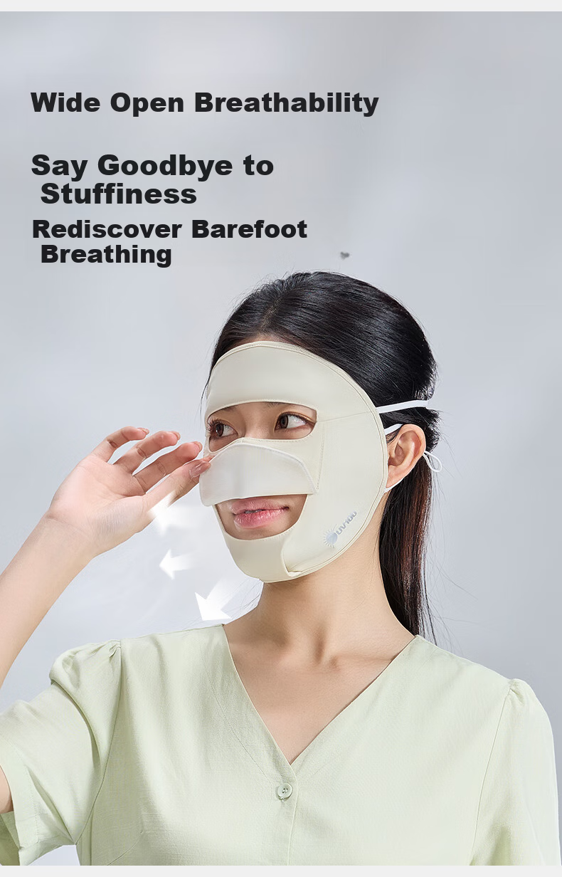 UV100 Taiwan Medical Post-Surgery Sunscreen Face Shield for Women UV Protection Face Bikini with Open Mouth Mask 26534 Dark Night Black 15