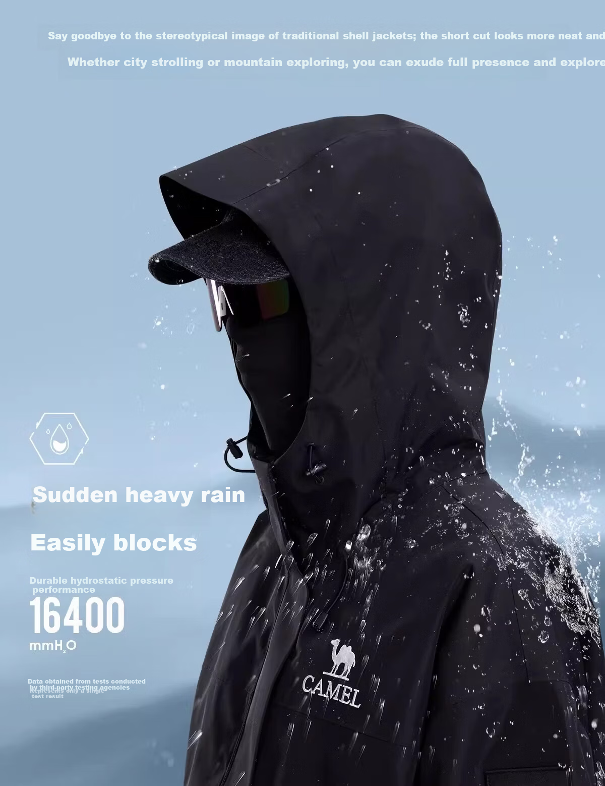 CAMEL [Three-Proof] Outdoor Single-Layer Waterproof Jacket Unisex New Lightweight Mountaineering Coat 5