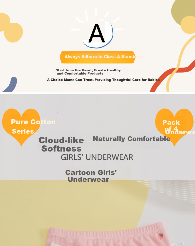 Hodo Kids Girls' Underwear 4-Pack A-Class Pure Cotton Boxer Briefs Cute Little Fox Size 150 1