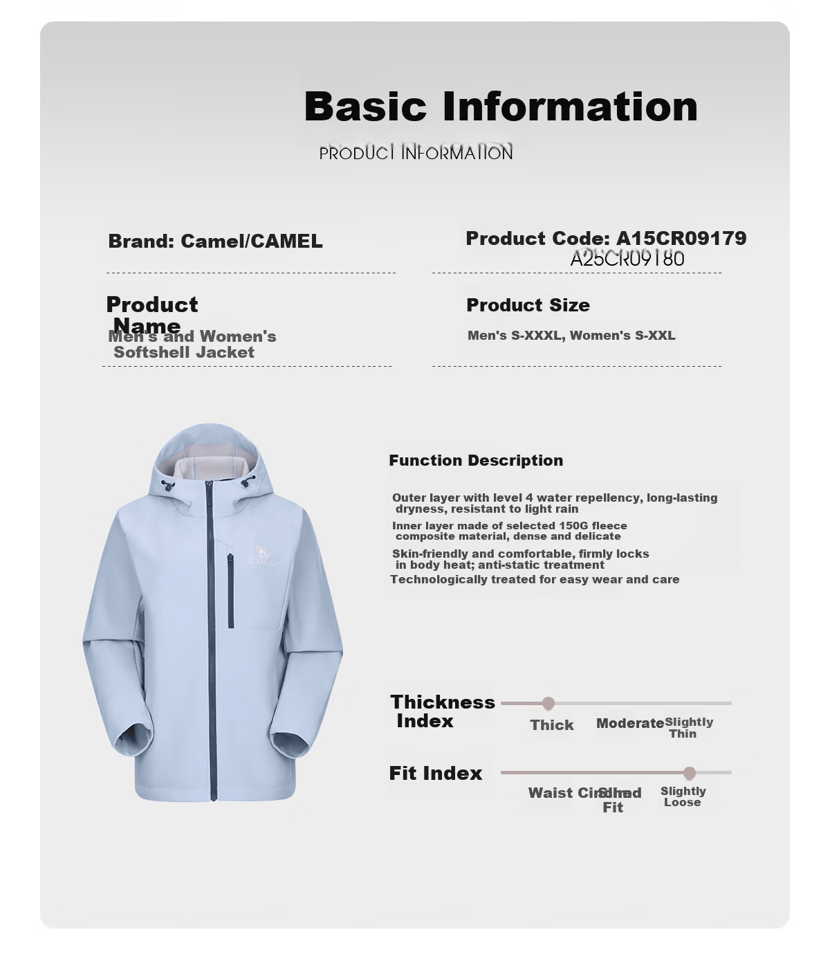 CAMEL Women's Softshell Jacket Fleece Lined Warm Anti-Static Windproof Waterproof Hooded Coat for Men 10