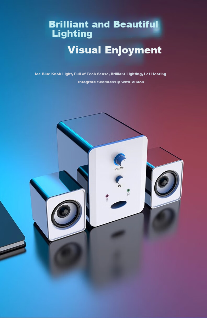 SADA S-201 Microphone Headset Computer Speaker All-in-One Desktop Home 2.1 USB Wired Multimedia Subwoofer Laptop Speaker 3