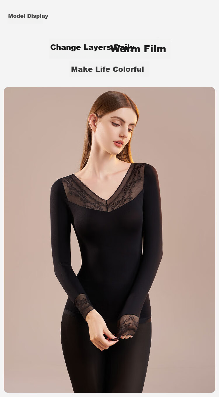 GRACEWELL Lace Ultra-Thin Base Layer Thermal Underwear Set for Women Autumn Skin-Friendly Invisible Seamless Winter New Arrival 11