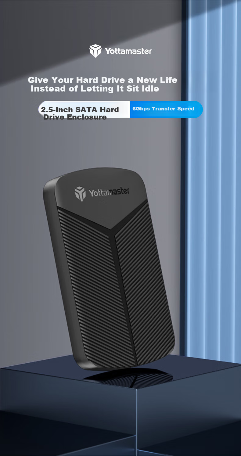 Yottamaster Type-C 2.5 Inch External Hard Drive Enclosure for SATA Mechanical and SSD HDDs PW25-1C3 2