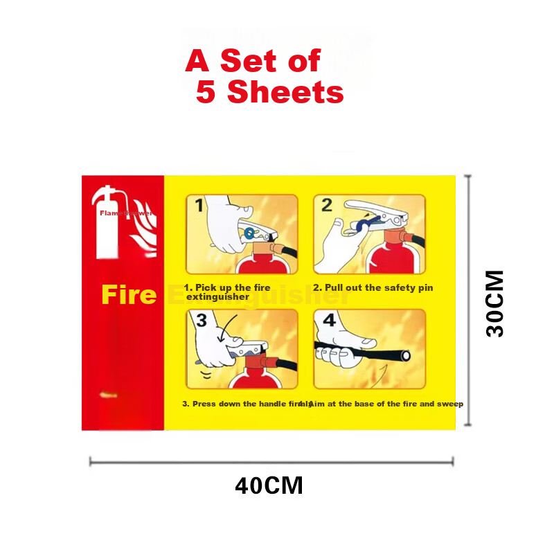 Yiju Changning Fire Extinguisher Usage PVC Fire Equipment Placement Safety Warning Sign 30x40cm 5-Pack