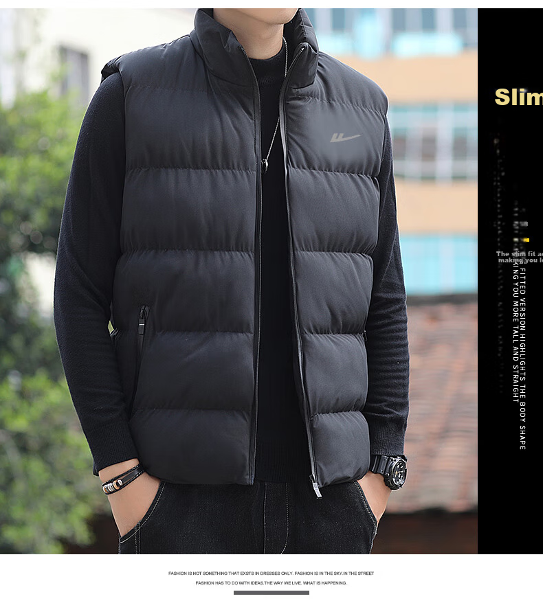 Warrior Men's Thickened Warm Vest Stand Collar Sleeveless Printed Fashion Waistcoat Autumn Winter Korean Casual Jacket 1