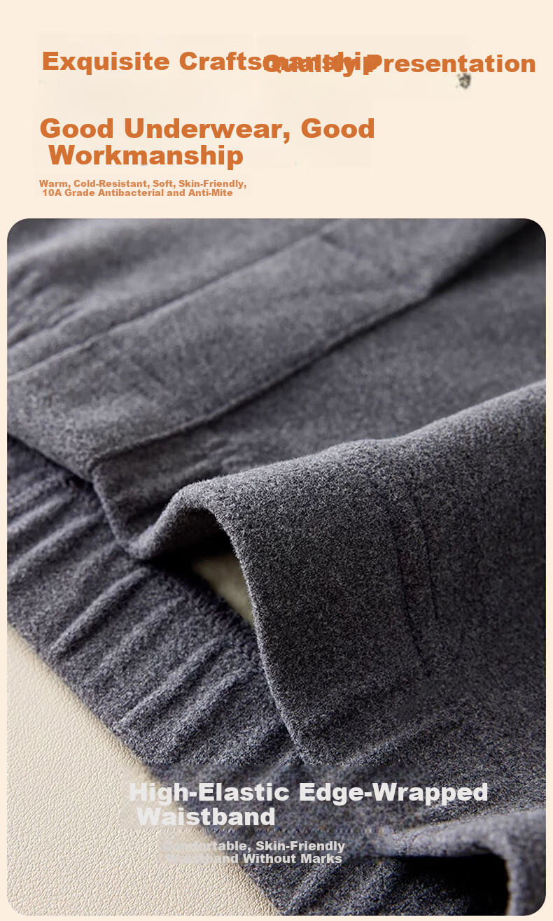 LangSha Men's Thermal Long Johns 2-Pack Wool and Silk Blend, Grade 10 Antibacterial, Anti-Mite, Anti-Static, Fleece-Lined Warm Pants 19