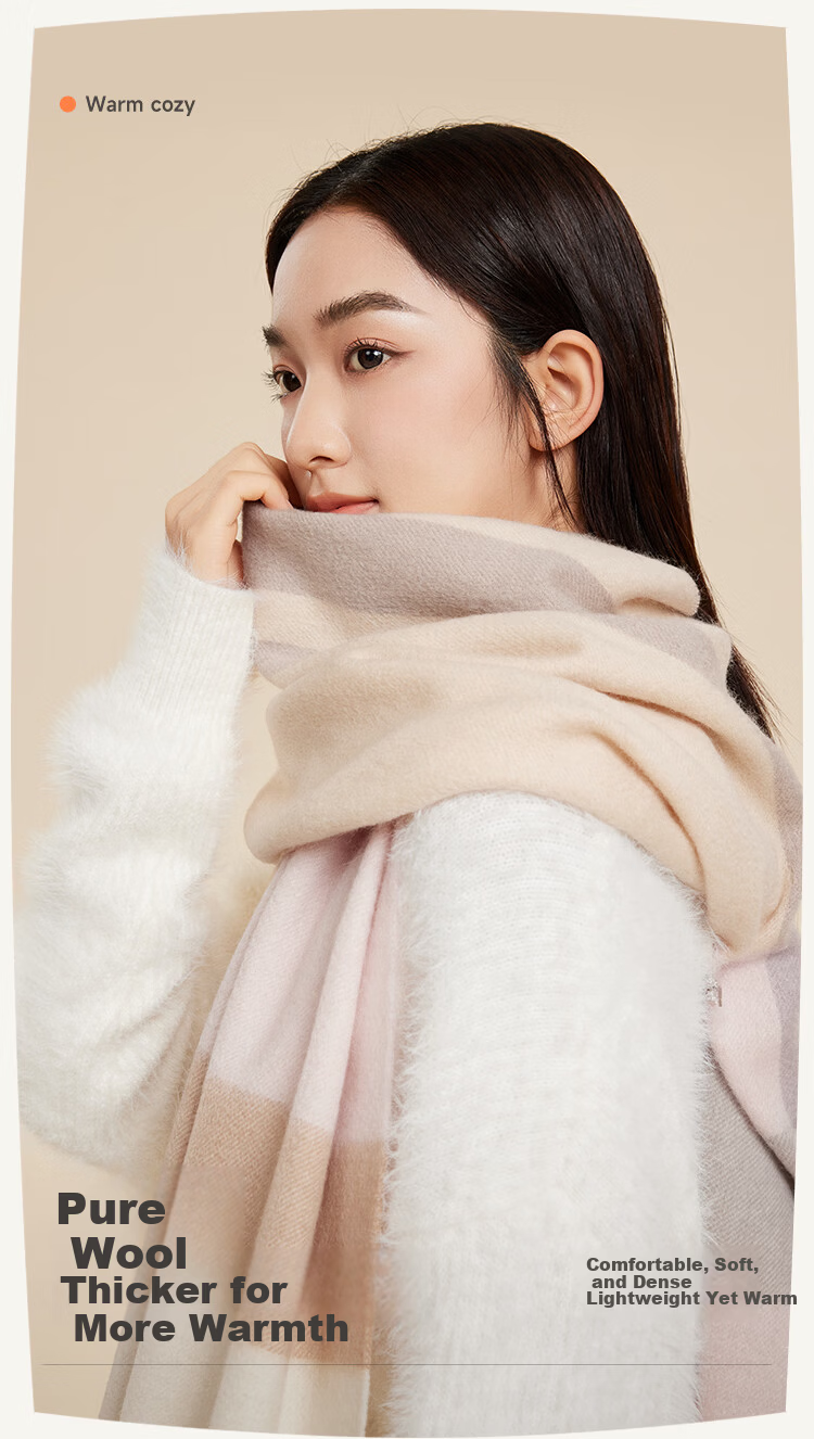 HLA Women's Scarf New Autumn Winter Pure Wool Soft Warm Birthday Gift for Girlfriend 2