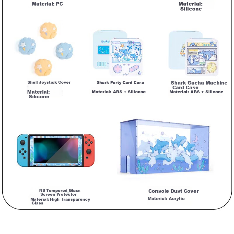 Jixiang Swtich OLED Protective Case, Game Console Cover, Moon Landing Plan Detachable Transparent Shockproof Hard Shell, Handheld Case with Direct Plug-In Base, Switch Protective Case 9