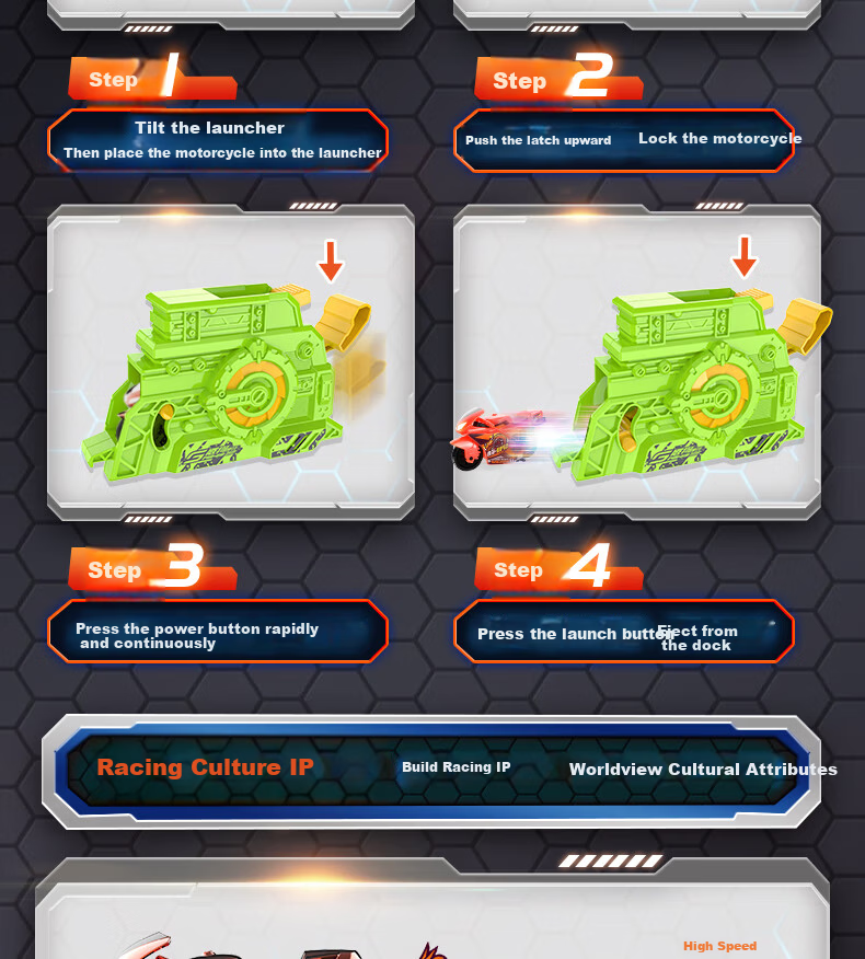 IDoon Soogoo Motorcycle Boys Birthday Gift Toy Set Inertia Car with Track - High Power 8
