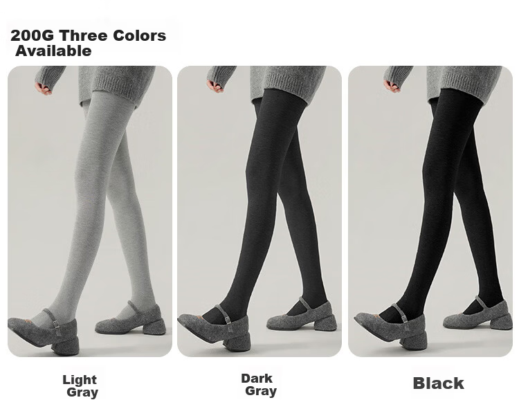 Nanjiren 300g Fleece-Lined Thick Leggings, Slimming Autumn And Winter Base Layer Pants for Women, Vertical Striped Tights, Warm Pants, Light Gray, Slip-O 18