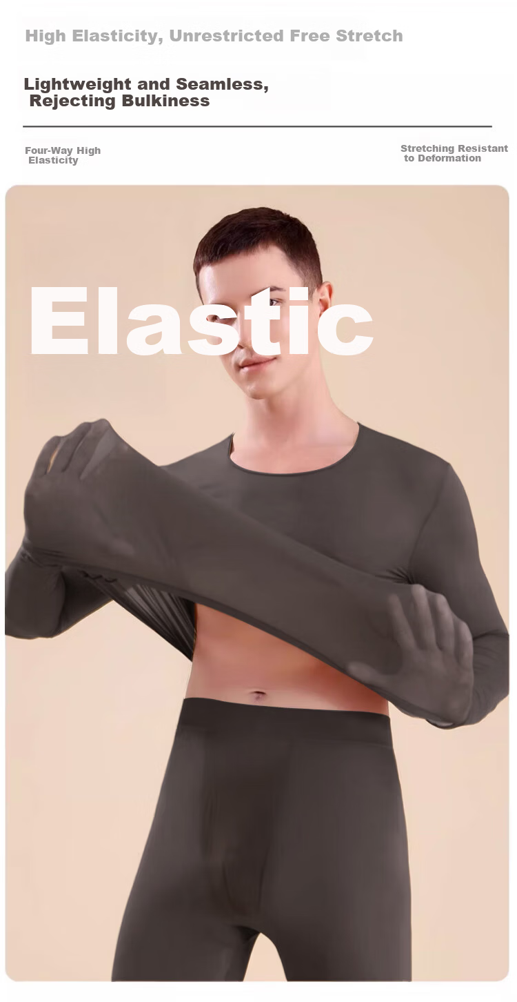 Caiyue Men's Ultra-Thin Seamless Base Layer High Elasticity 10A Antibacterial Infrared Heating Hyaluronic Acid Thermal Underwear Set 6